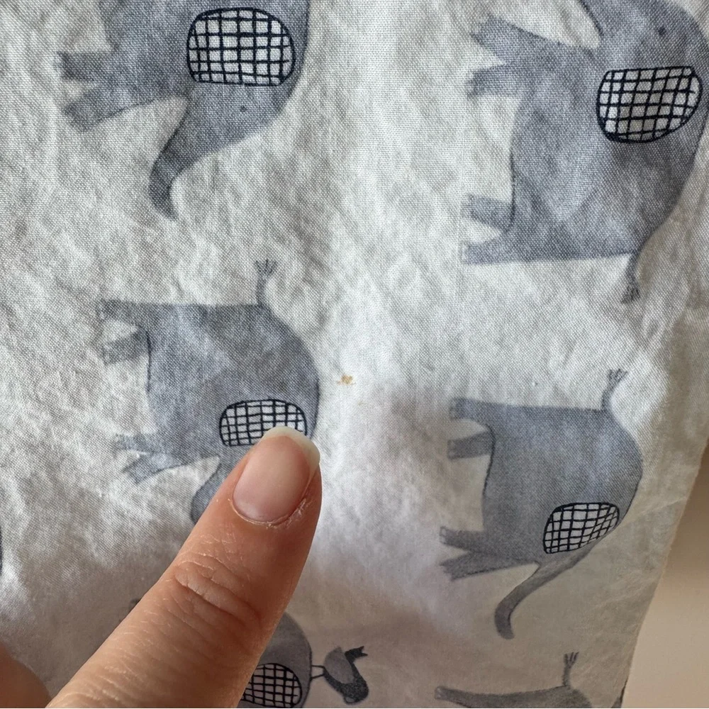Pottery Barn Kids 100%‎ Organic Cotton Gray Elephant Fitted Crib Sheet